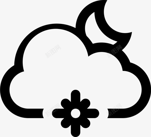 Cloud Snowflake Moonsvg_新图网 https://ixintu.com Cloud Snowflake Moon