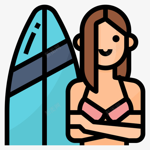 冲浪者人与生活方式3线性颜色图标svg_新图网 https://ixintu.com 人与 冲浪者 生活方式 线性 颜色