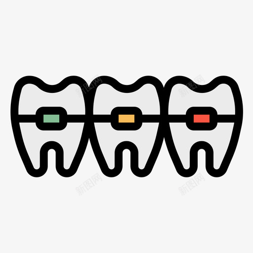 牙套牙列43线颜色图标svg_新图网 https://ixintu.com 牙列 牙套 颜色
