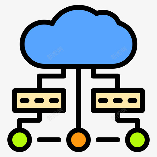 数据库网络和数据库3线性颜色图标svg_新图网 https://ixintu.com 数据库 线性 网络 颜色