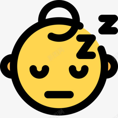 睡觉笑脸和人1线性颜色图标图标