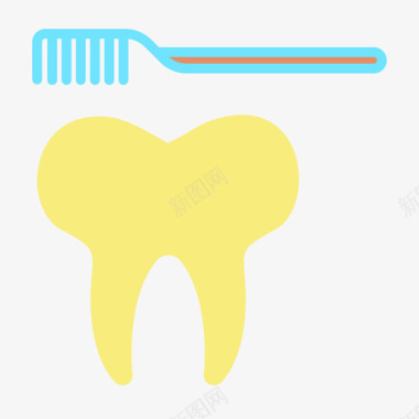 牙刷41号牙刷扁平图标图标