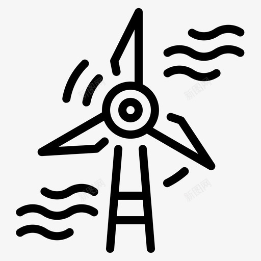 风车生态环境4线性图标svg_新图网 https://ixintu.com 生态环境 线性 风车