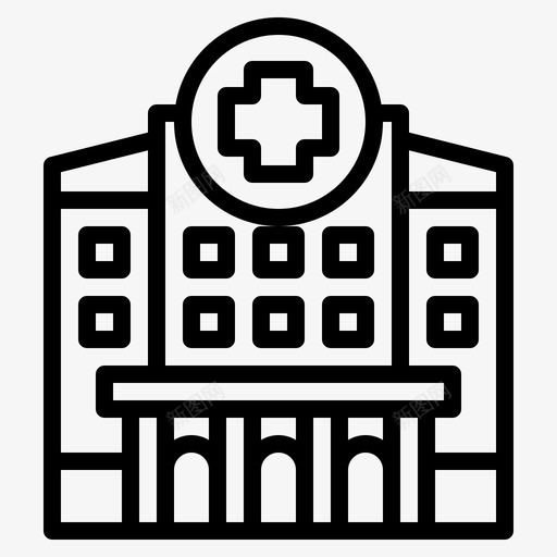 医院公路旅行2直线图标svg_新图网 https://ixintu.com 公路 医院 旅行 直线