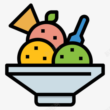 冰淇淋104餐厅线性颜色图标图标