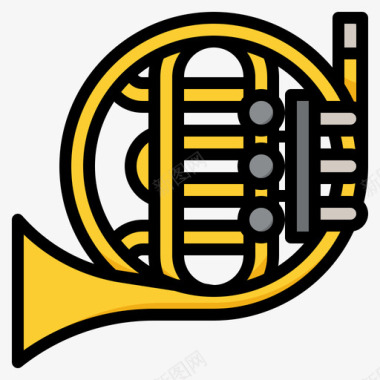 法国喇叭音乐128线性颜色图标图标
