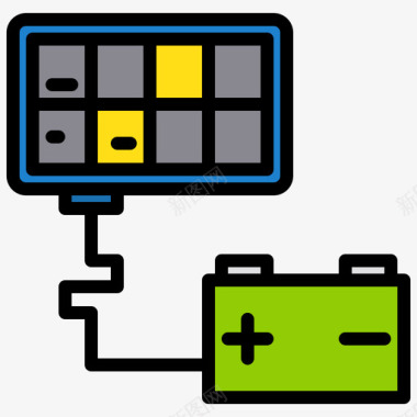 太阳能电池智能生活2线性颜色图标图标