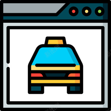 网站出租车服务25线颜色图标图标