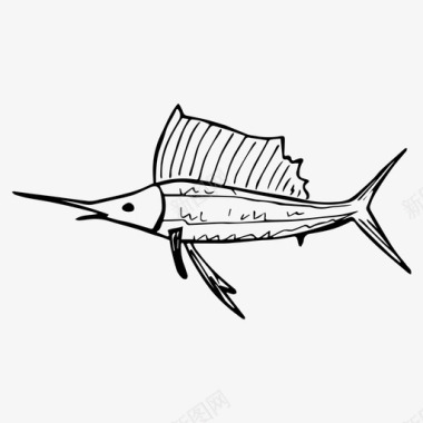 鱼海洋旗鱼图标图标