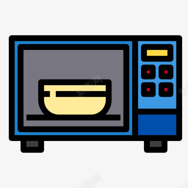 微波炉厨房88线性颜色图标图标