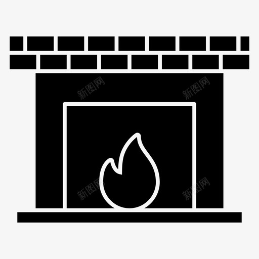 烟囱火热图标svg_新图网 https://ixintu.com 冬天 图标 家具 烟囱 雕文