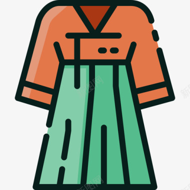 连衣裙韩国3直系颜色图标图标