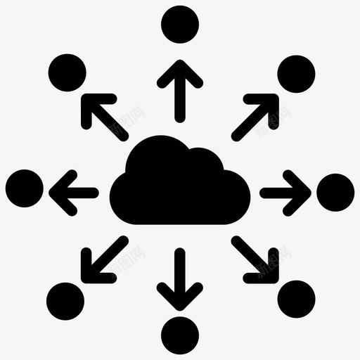 云连接云计算云托管图标svg_新图网 https://ixintu.com 云网 云计算 图标 字形 托管 服务 网络 连接