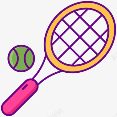 网球游戏化4线性颜色图标图标