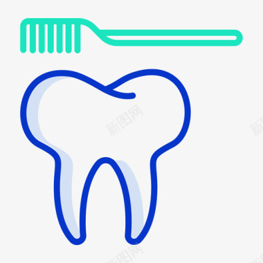 牙刷牙科39轮廓颜色图标图标