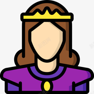 公主君主制1直系肤色图标图标