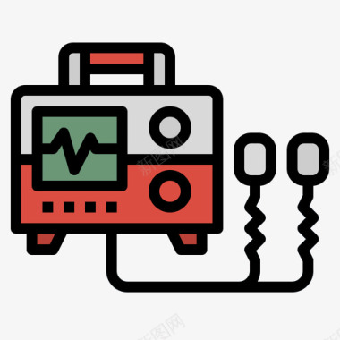 除颤器紧急15线性颜色图标图标