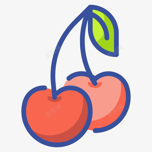 樱桃水果和蔬菜48线形颜色图标svg_新图网 https://ixintu.com 樱桃 水果 线形 蔬菜 颜色
