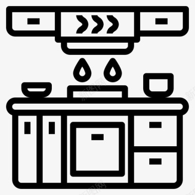 厨房91号厨房线性图标图标