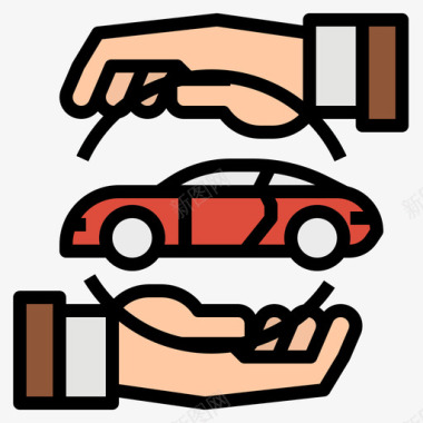 租赁汽车服务5线性颜色图标图标
