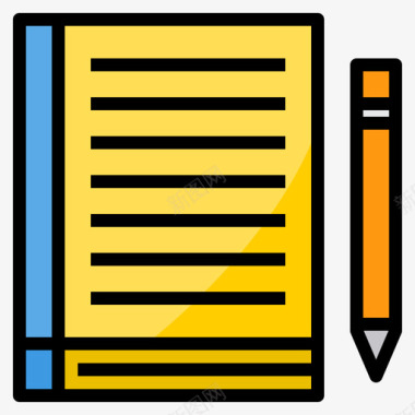笔记本文具和办公室16线性颜色图标图标