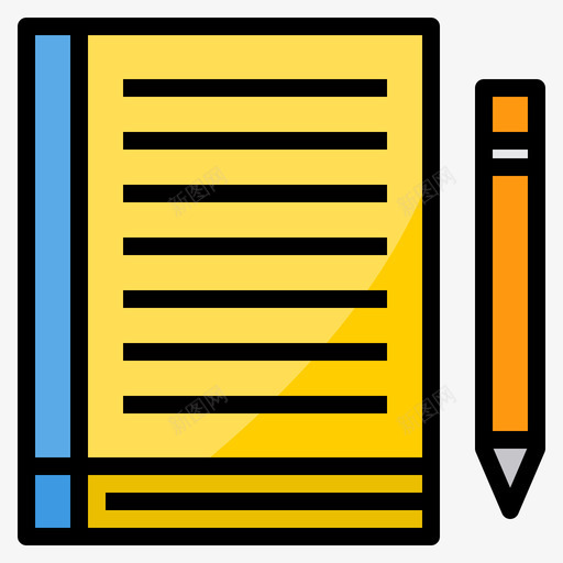 笔记本文具和办公室16线性颜色图标svg_新图网 https://ixintu.com 办公室 文具 笔记本 线性 颜色
