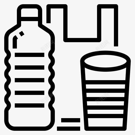 塑料塑料污染1线性图标svg_新图网 https://ixintu.com 塑料 污染 线性