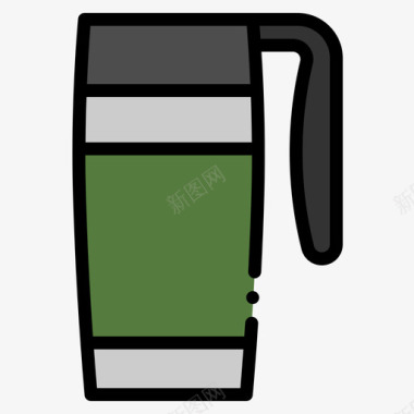 旅行杯饮料34线性颜色图标图标