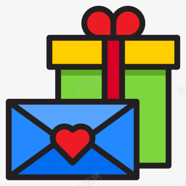 邮件礼品33线性颜色图标图标