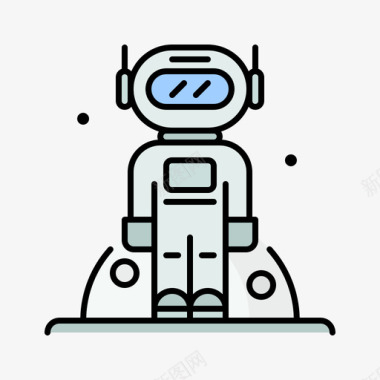 宇航员太空149线性颜色图标图标