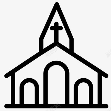 教堂建筑庆祝图标图标