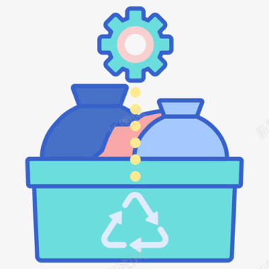 废物回收中心1线性颜色图标图标