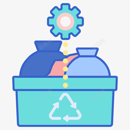废物回收中心1线性颜色图标svg_新图网 https://ixintu.com 中心 回收 废物 废物利用 线性 颜色