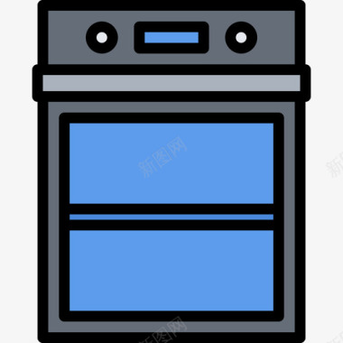 烤箱厨房100彩色图标图标