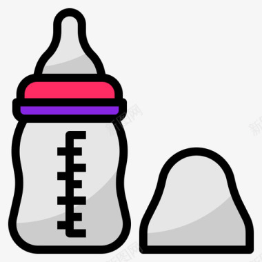 奶瓶婴儿配件2线性颜色图标图标