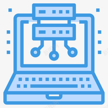 服务器电脑和笔记本电脑4蓝色图标图标