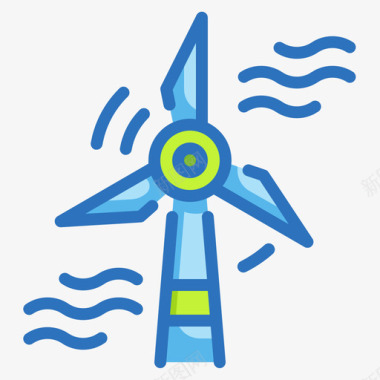 风车生态环境6线条色彩图标图标