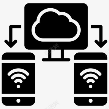 网络共享云连接云网络图标图标