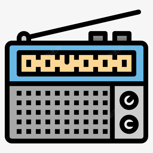 收音机复古17线性颜色图标svg_新图网 https://ixintu.com 复古 收音机 线性 颜色
