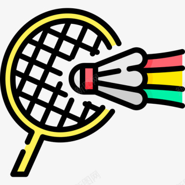 羽毛球运动165线性颜色图标图标