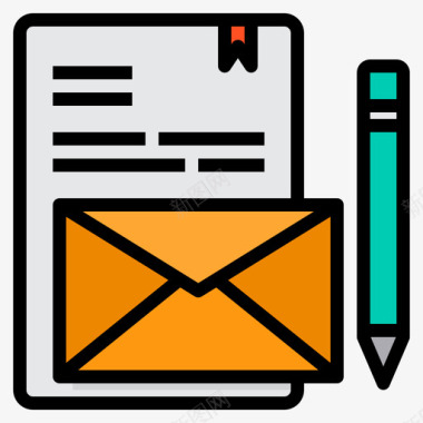 信纸文具和办公室16线性颜色图标图标