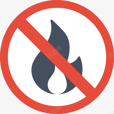 禁止火灾警告标志5平坦图标图标
