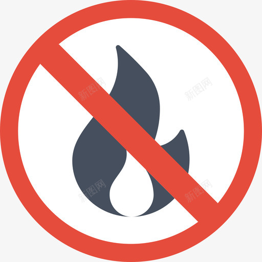 禁止火灾警告标志5平坦图标svg_新图网 https://ixintu.com 平坦 标志 火灾 禁止 警告