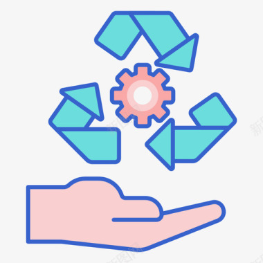 回收回收中心1线性颜色图标图标