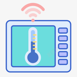 智能恒温度温图标恒温器智能技术18线性颜色图标高清图片