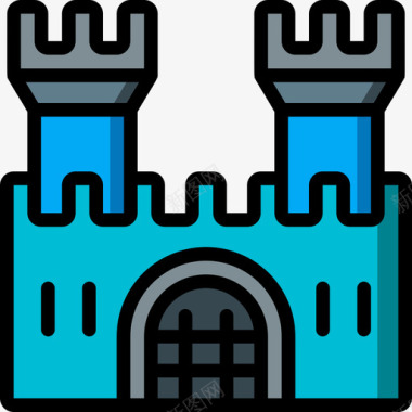城堡历史25年线性颜色图标图标