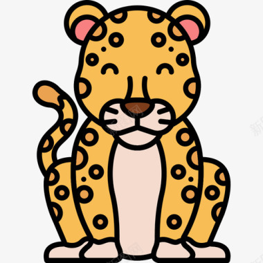 豹子动物27线形颜色图标图标