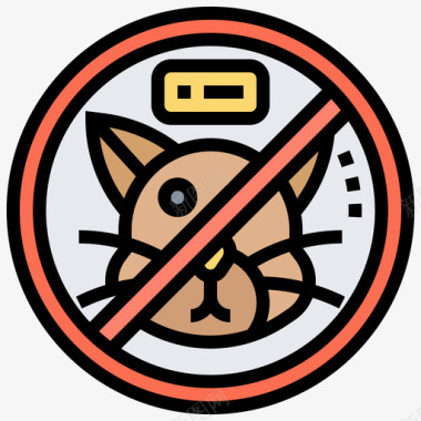 禁止携带宠物酒店服务32直线颜色图标图标