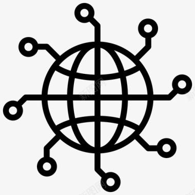 全球连接商业网络全球接入图标图标