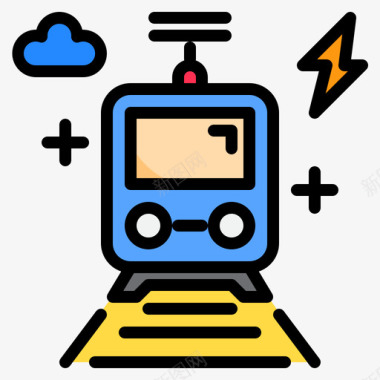 电动火车智能技术16线性颜色图标图标